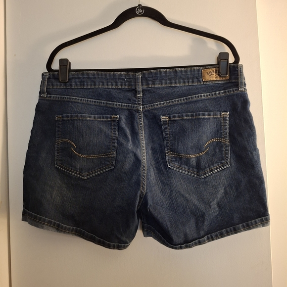 Levi's Women's Classic Dark Blue Distressed Jean Shorts - Picture 2 of 8